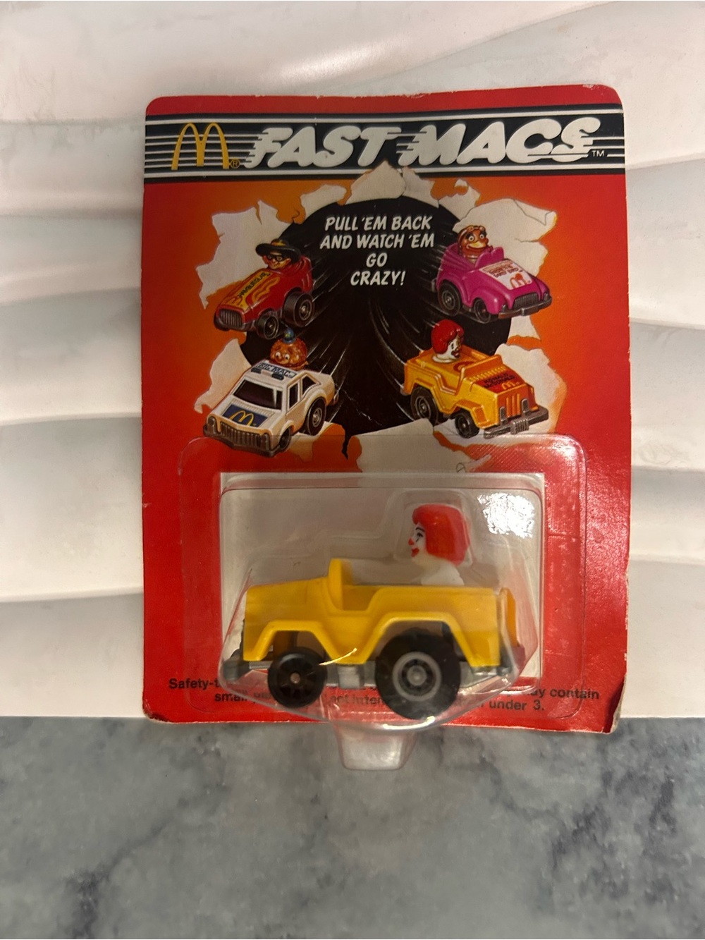 McDonald's Yellow Fast Macs Pull-Back Toy Car with Clown Driver